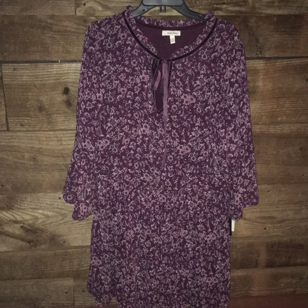 Speechless Dress wine/rose w/tie neckline sz 2X